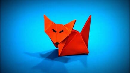 Оригами оранжевого лисенка